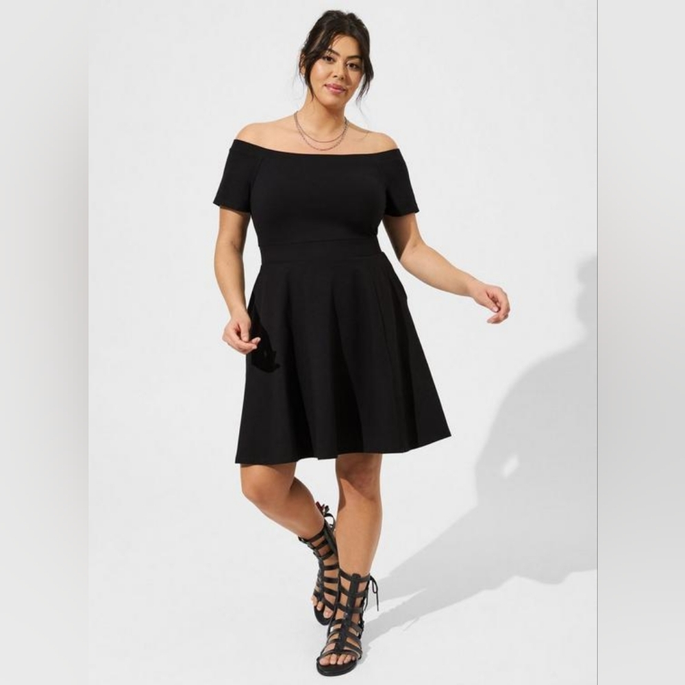 Torrid Foxy Off Shoulder Skater Dress (Torrid 00) - Picture 2 of 11